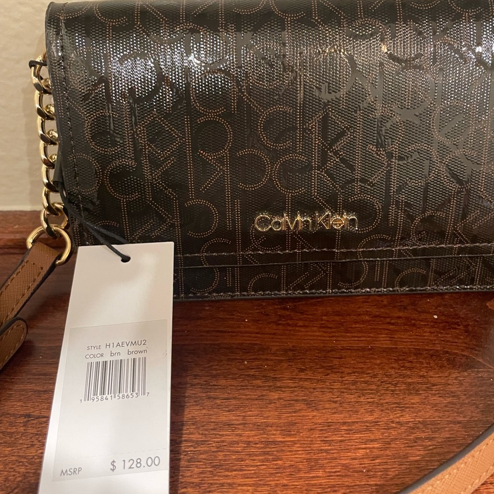 Calvin Klein Brown Crossbody Bag with Textured Finish
